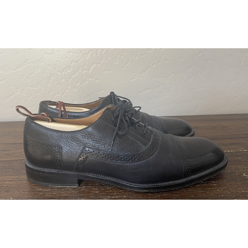 Mezlan Marque Mens Size 10.5 Black Leather Cap Toe Oxfords Shoes